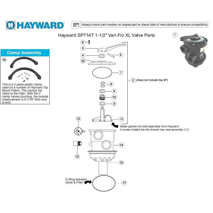 Hayward Top Mount Multiport Valve SP0714T