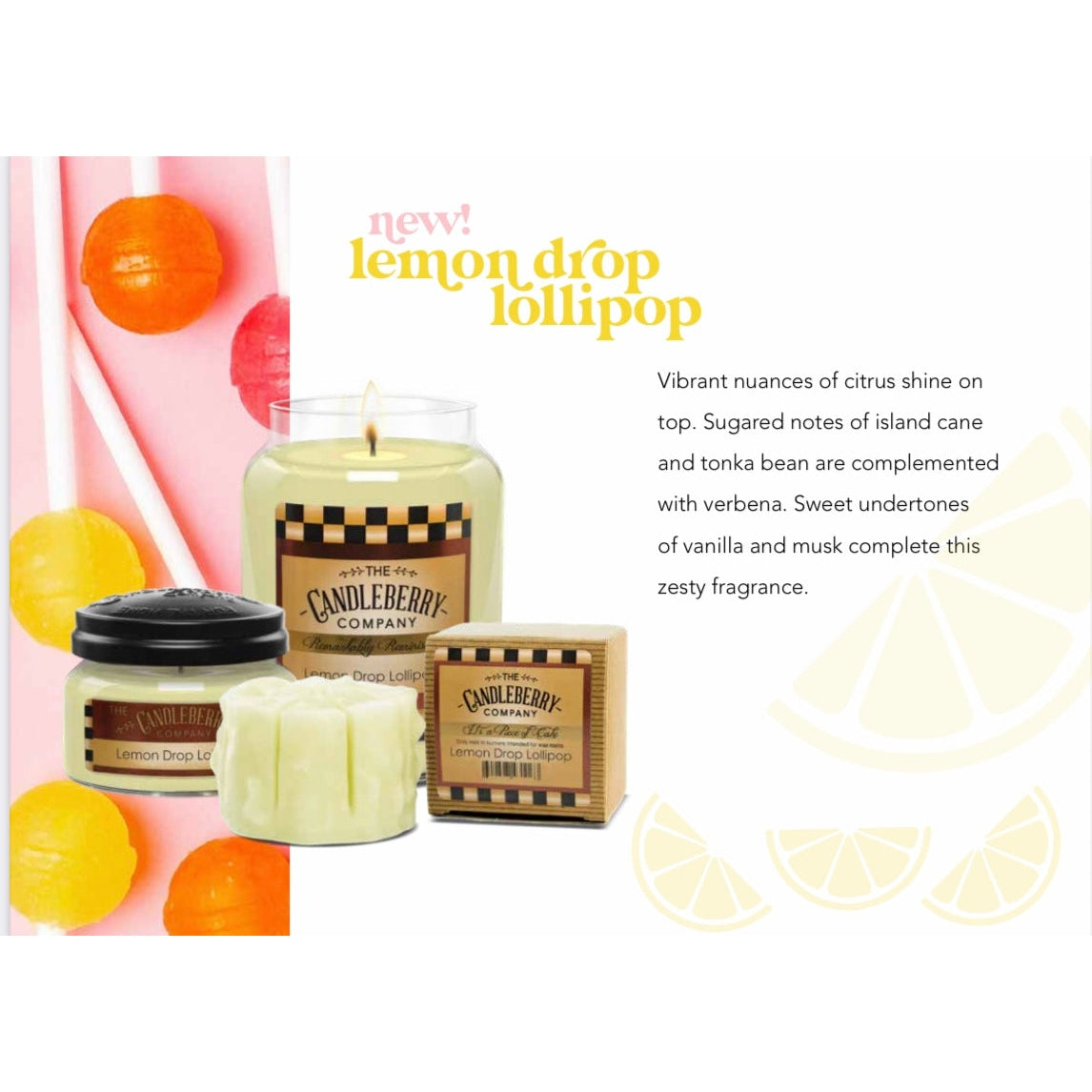 Candleberry Candle Lemondrop Lollipop 26oz