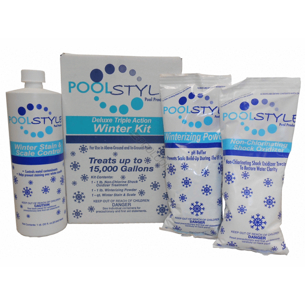 PoolStyle Deluxe Triple Action Winterizing Kit | 15,000 Gallons