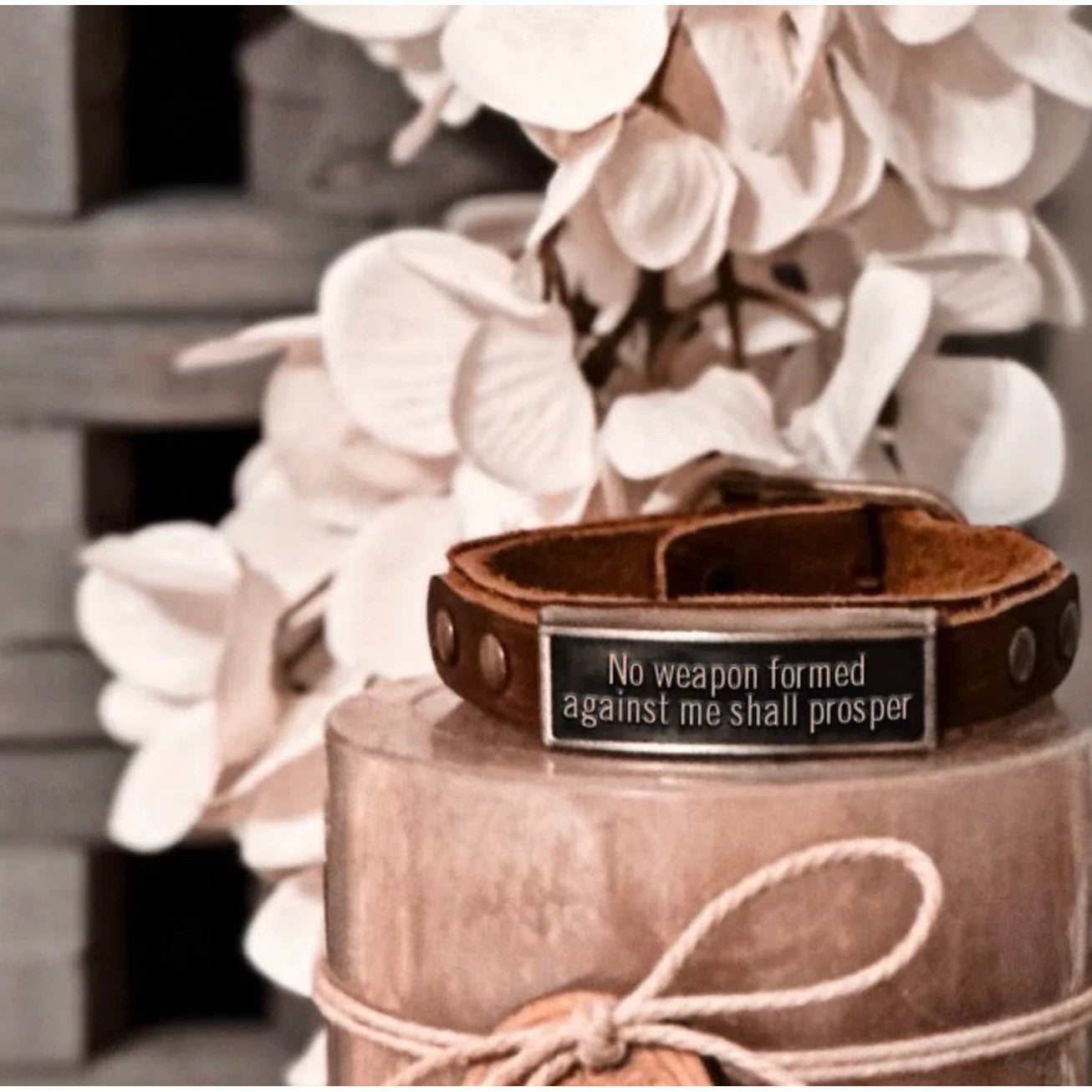 Handmade Leather Bracelet~ No Weapon Formed
