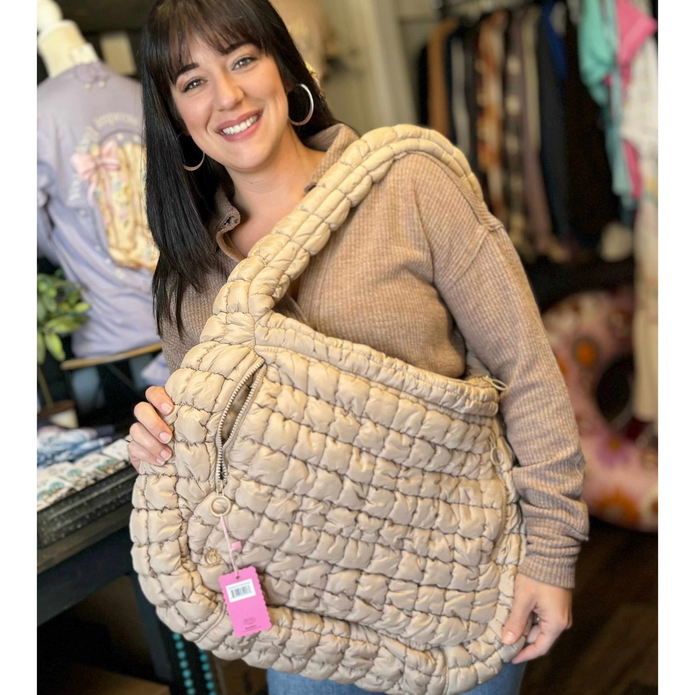 Puff Hobo Bag by Simply Southern~Mocha