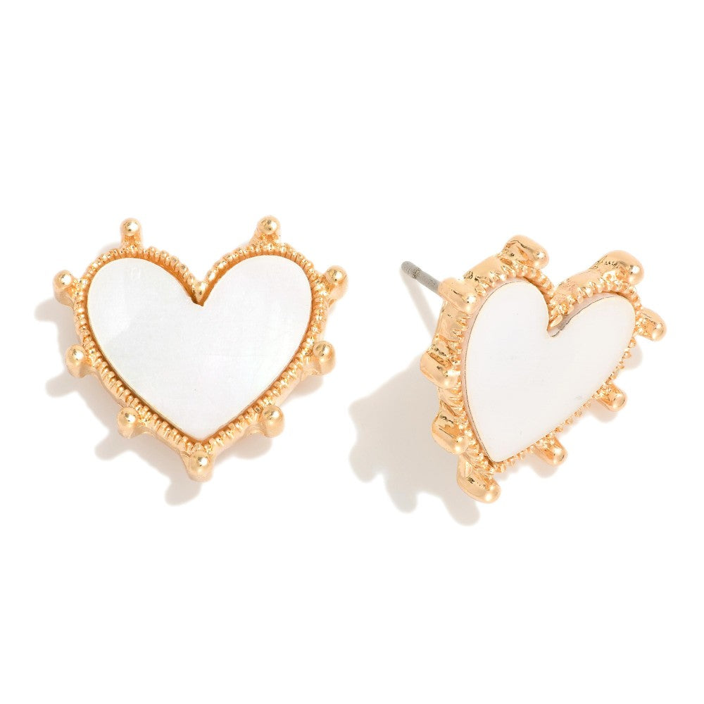 Earrings Heart Pearl Studs