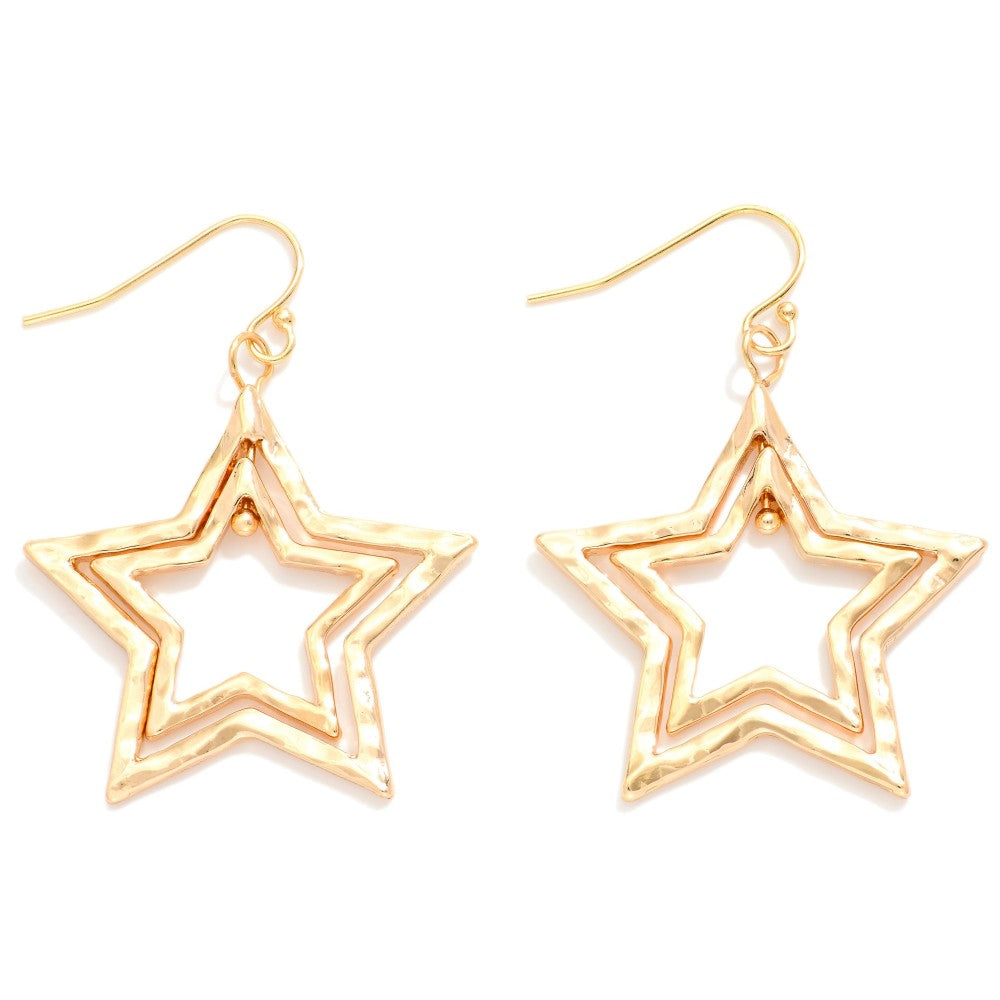 Earrings Hammered Gold Star