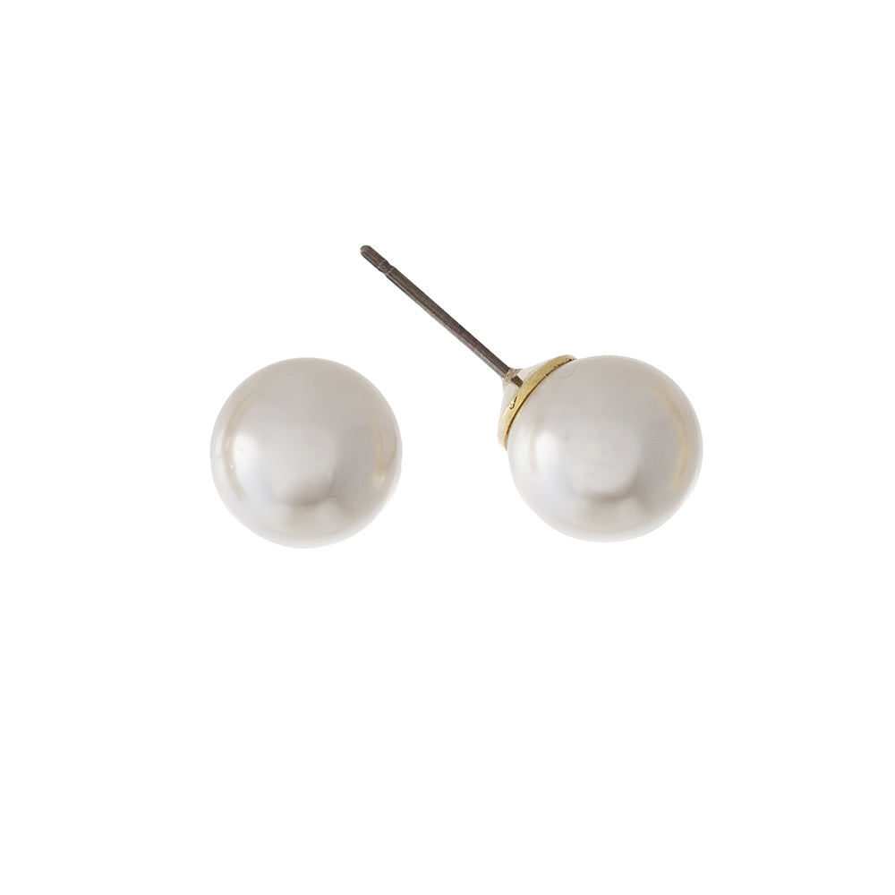 Pearl Stud Earrings Gold 8mm