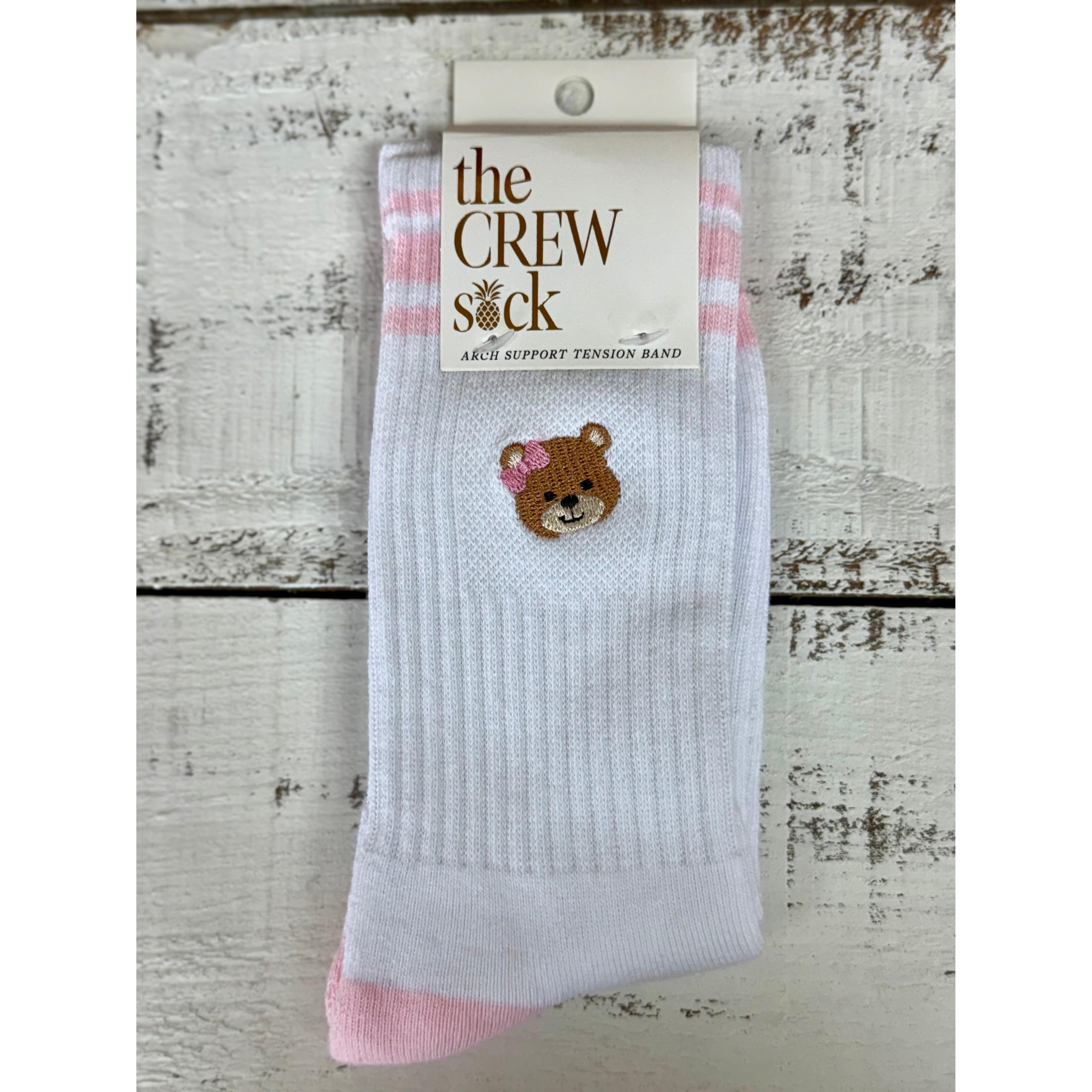 Embroidered Crew Socks~Bear~Simply Southern