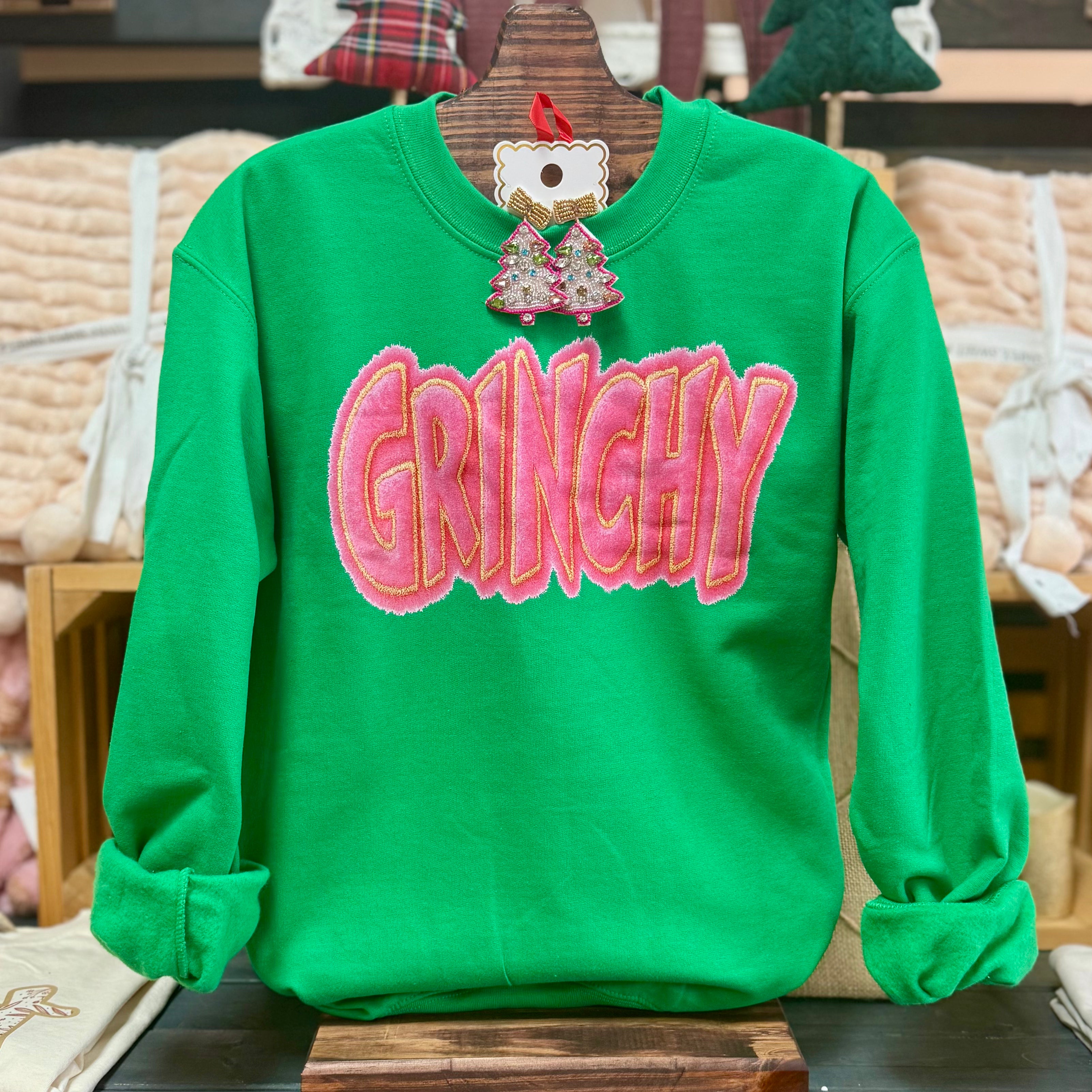 Grinchy Faux Patch Sweatshirt