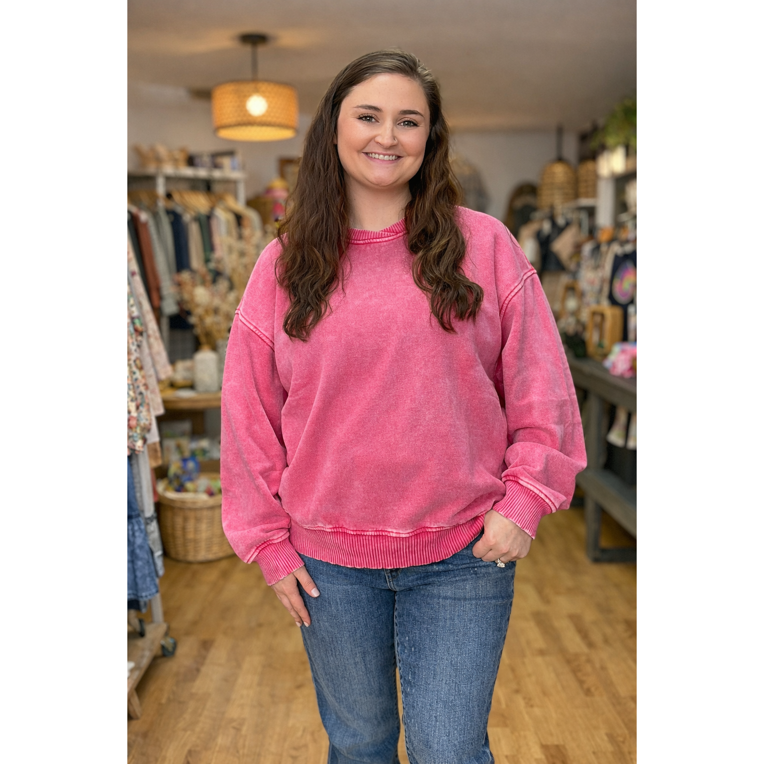 Everyday Oversized Sweatshirt~Hot Pink