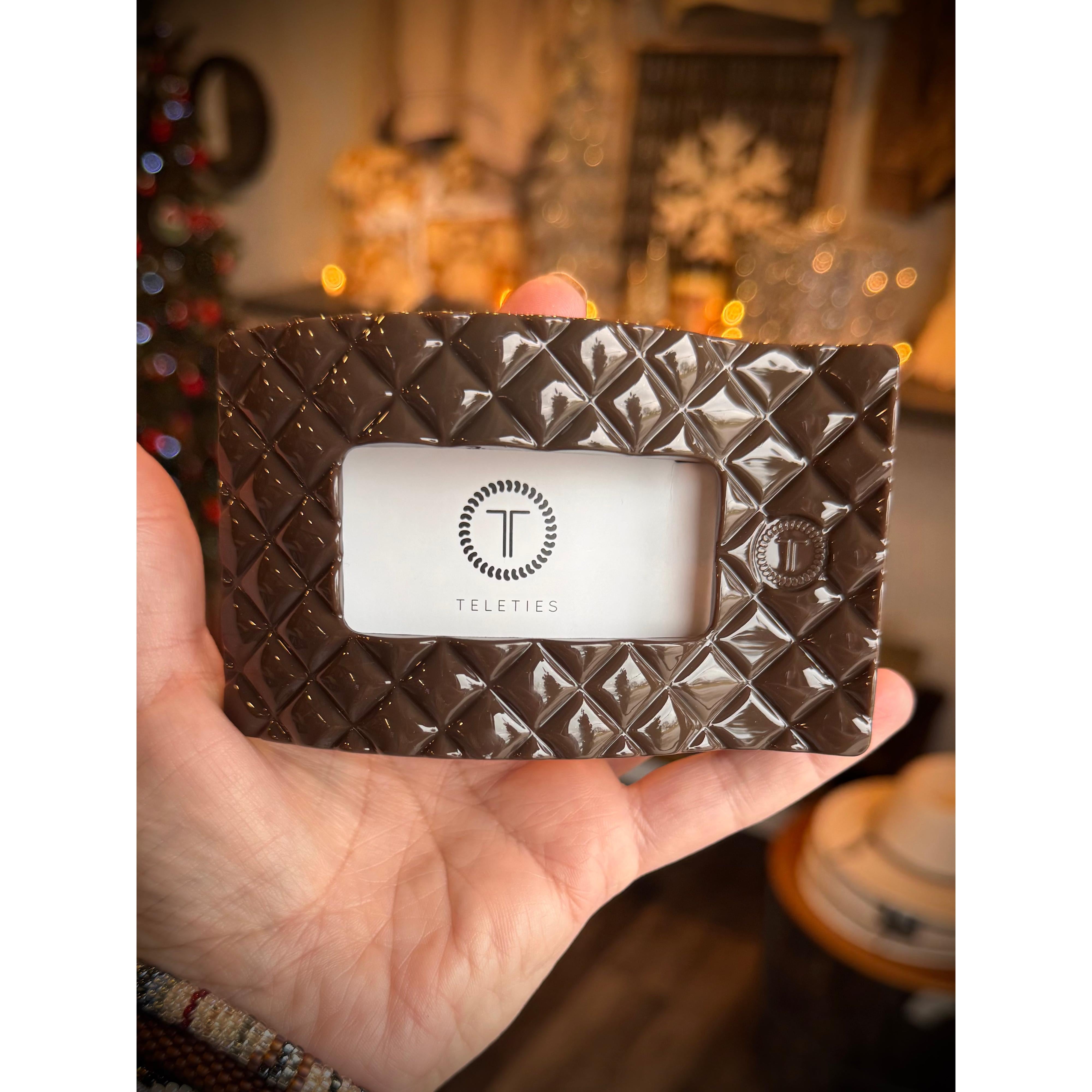 Teleties Large  Rectangle Hair Clip~Truly Taupe Quilted