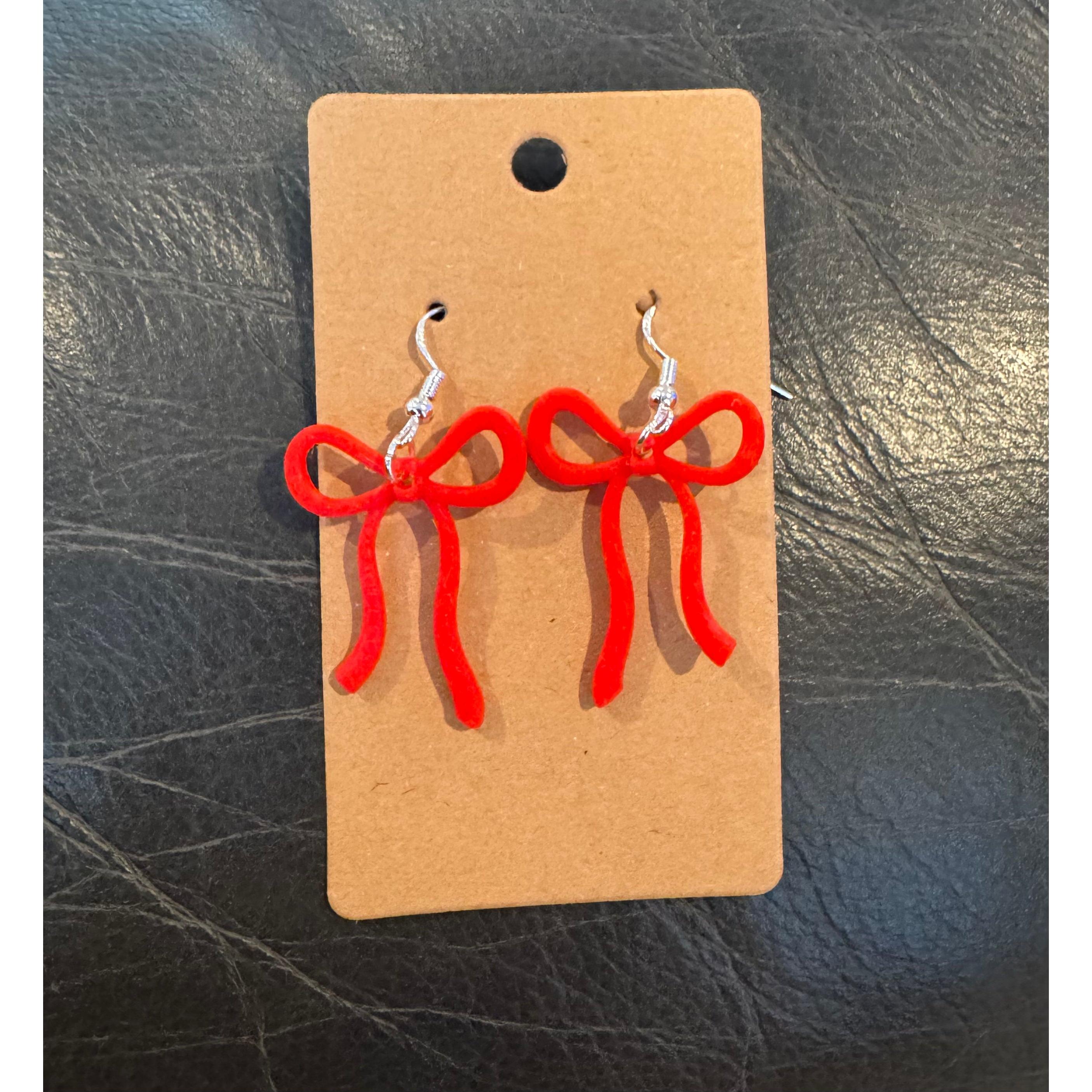 Earrings Bow~Red
