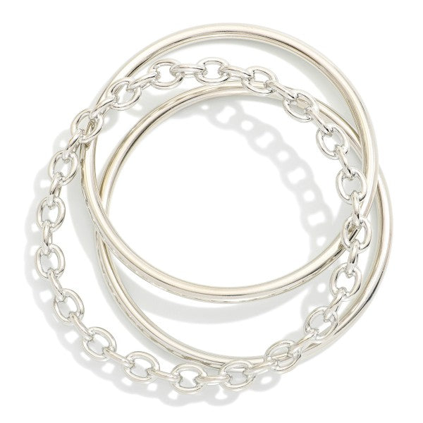 Bracelet Bangle Set Silver