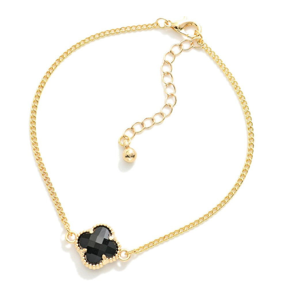 Bracelet Dainty Clover Black