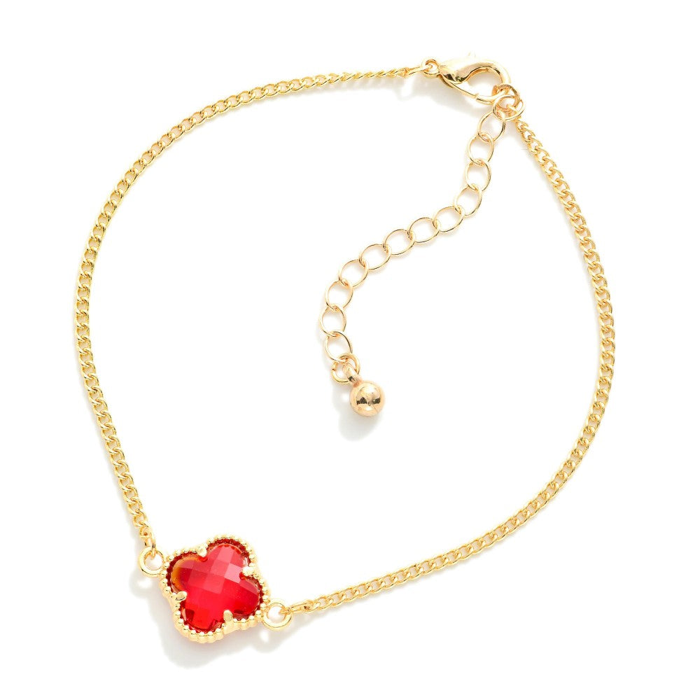 Bracelet Dainty Clover Red