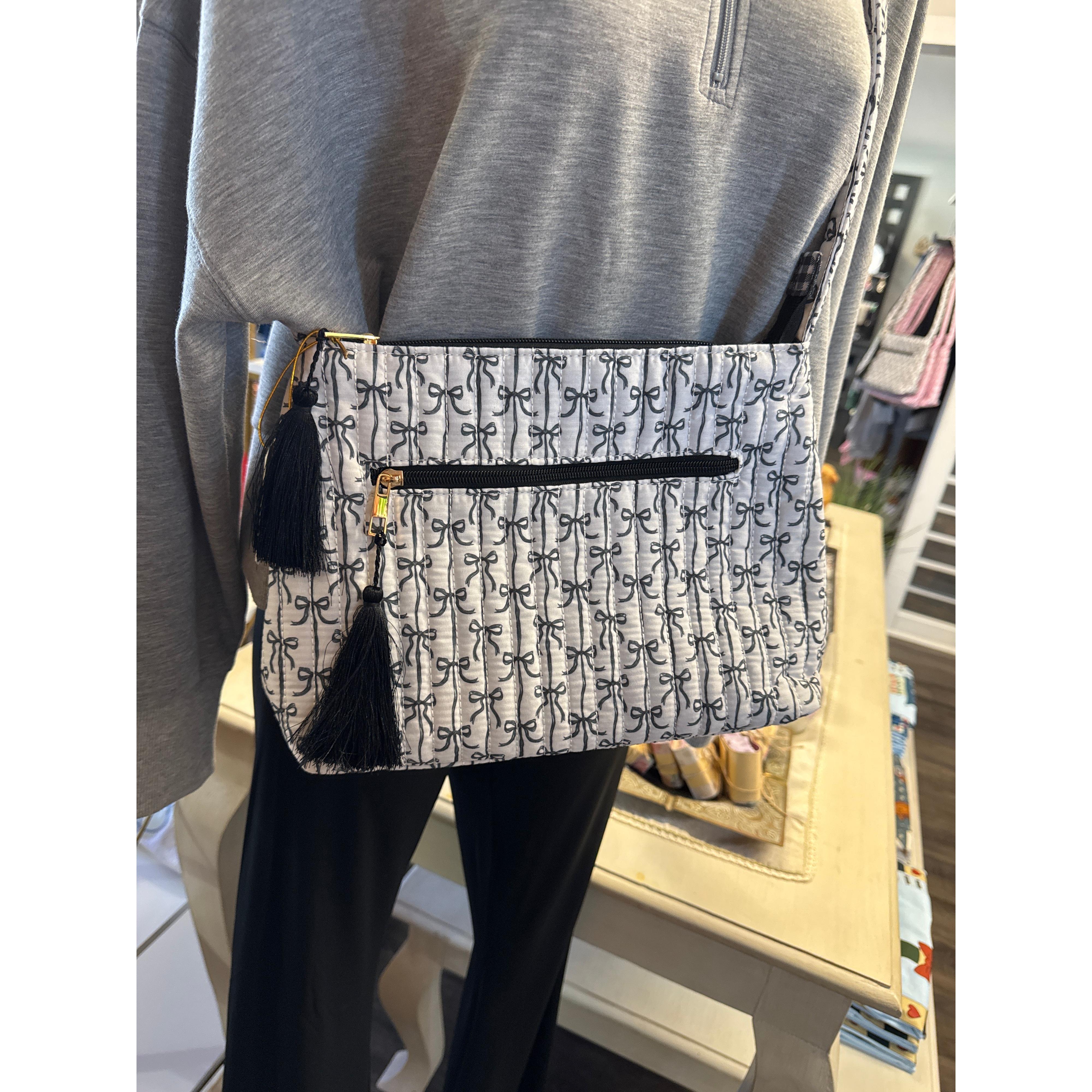 Quilted Crossbody Black Bow~Simply Southern