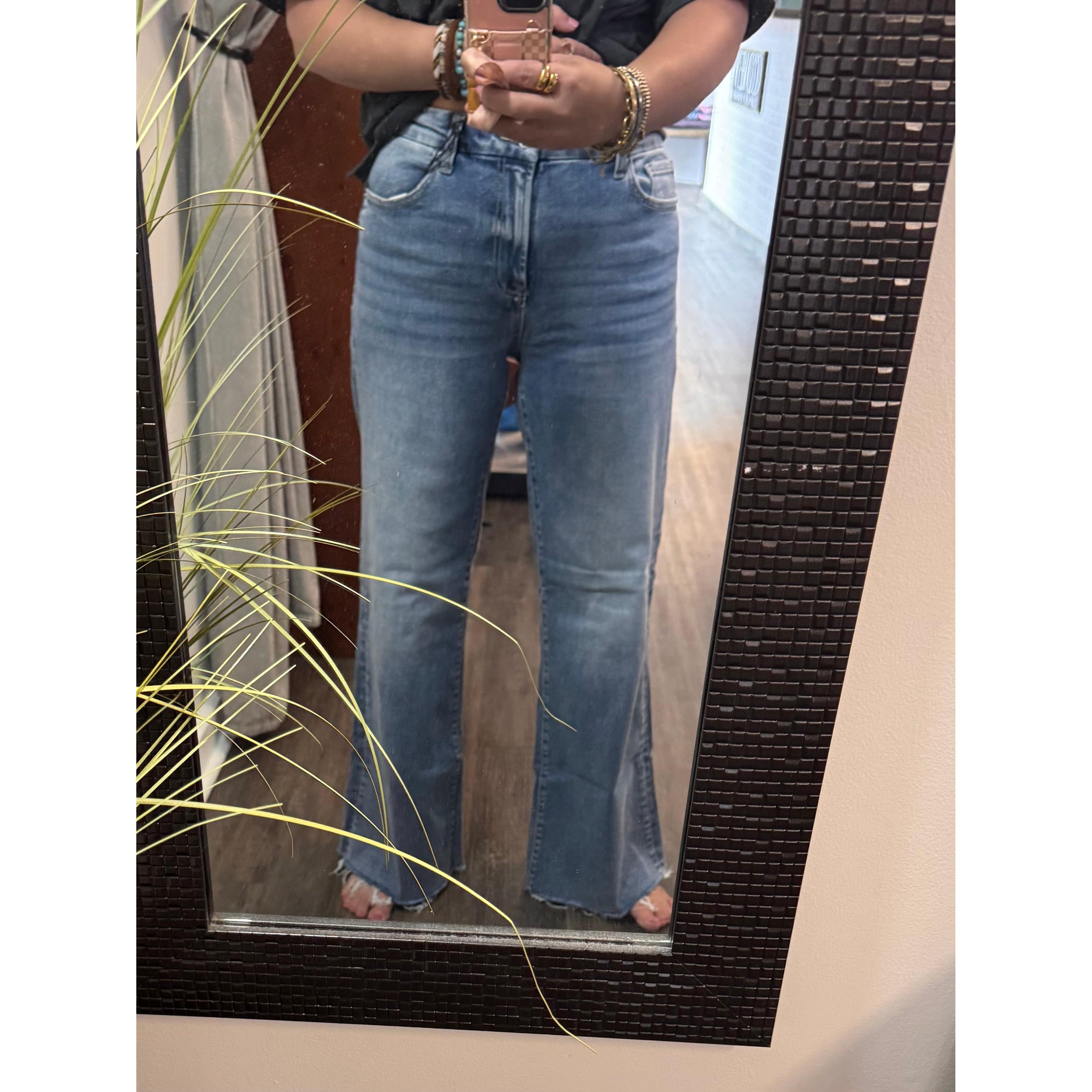 Raw Hem Flare Denim Jeans