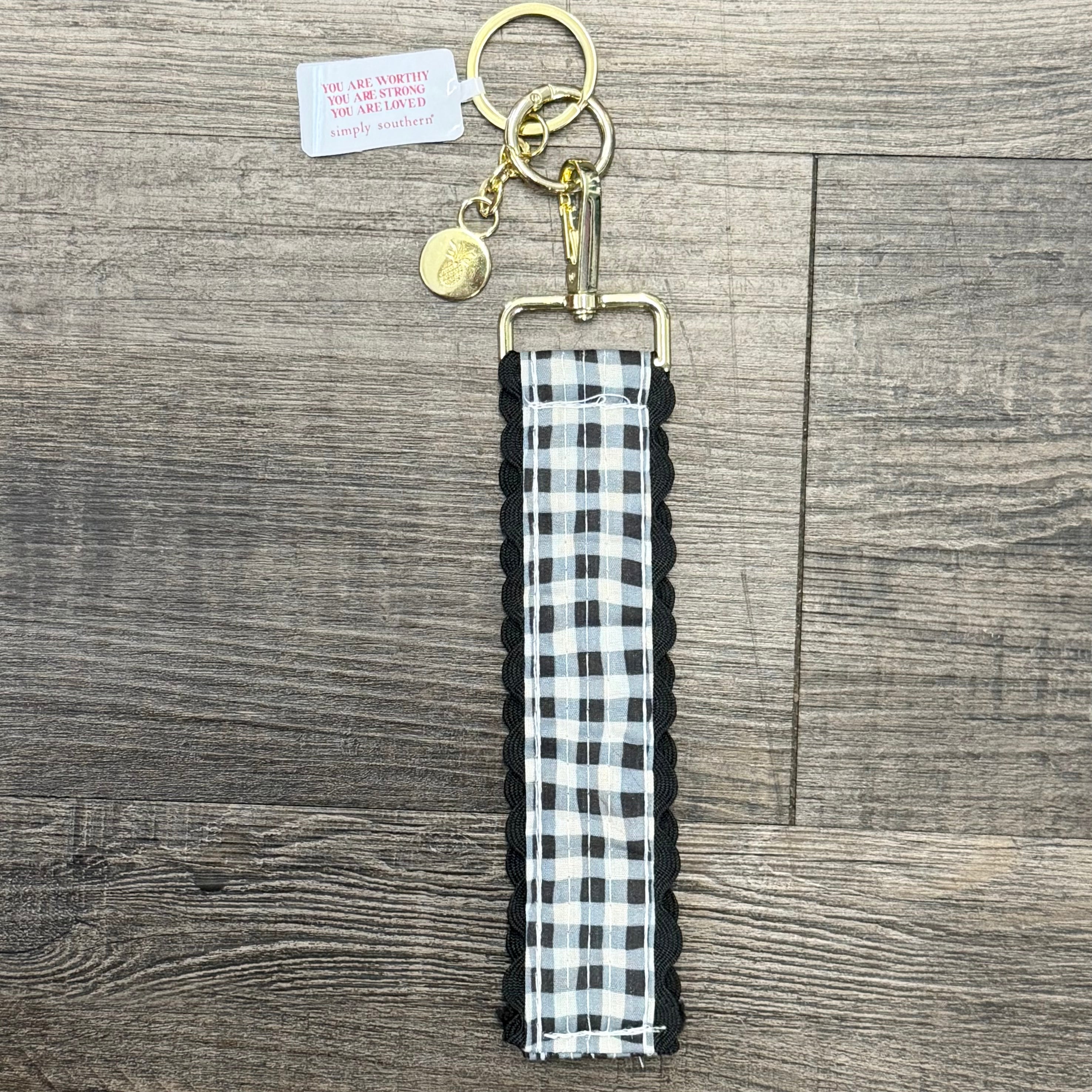 Lace Keyfob by Simply Southern~Black Gingham